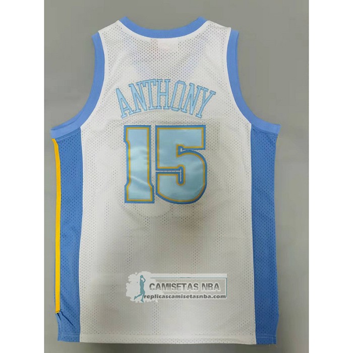 Camiseta Denver Nuggets Carmelo Anthony NO 15 Mitchell & Ness 2006-07 Blanco